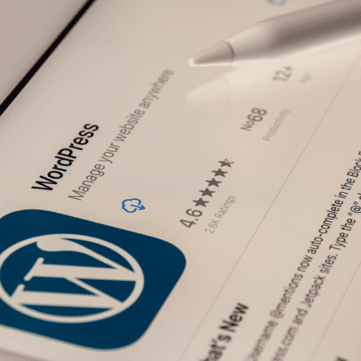 WordPressのアプリのインストール画面を表示されている